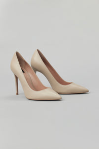Solid Point Toe Pump in Leather in color Sand by LITA, view 10