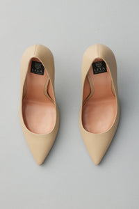 Solid Point Toe Pump in Leather in color Sand by LITA, view 11
