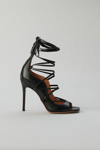 Solid Strappy Heel Sandal in Nappa Leather in color Black by LITA, view 1