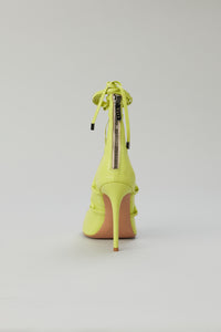 Solid Strappy Heel Sandal in Nappa Leather in color Acid Lime by LITA, view 6