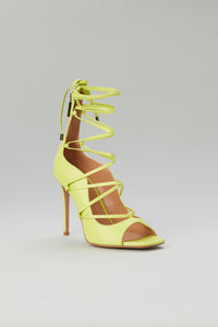 Solid Strappy Heel Sandal in Nappa Leather in color Acid Lime by LITA, view 5