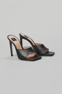 Solid Square Toe Slide Heel in Leather in color Black by LITA, view 2