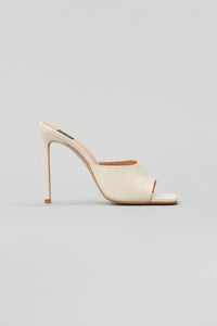 Solid Square Toe Slide Heel in Leather in color Cream by LITA, view 5