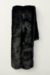 Long Wide Scarf in Faux Fur in color Black by LITA, view 3