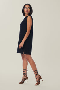 Cam is wearing a size S Muscle Tee Dress in Sustainable Cotton in color Black by LITA, view 3