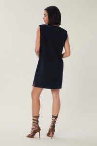 Cam is wearing a size S Muscle Tee Dress in Sustainable Cotton in color Black by LITA, view 4