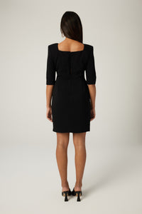 Krista is wearing a size M Sculptural Dress in Viscose Crepe in color Black by LITA, view 8