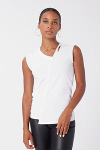 Aunjoli is wearing a size S Jaguar Muscle Tee in Organic Cotton in color White by LITA, view 5