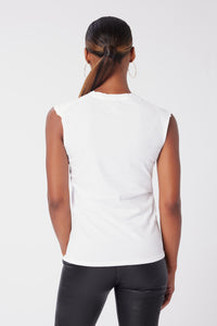 Aunjoli is wearing a size S Jaguar Muscle Tee in Organic Cotton in color White by LITA, view 8
