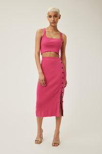 Bella is wearing a size S True Rib Skirt in Cotton in color Pink Yarrow by LITA, view 11