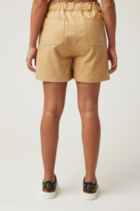 Wide Leg Short in Leather in color Iced Coffee by LITA, view 11