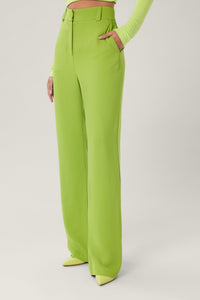 Cam is wearing a size 2 Spark Pant in Viscose Crepe in color Acid Lime by LITA, view 13