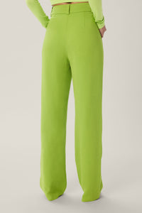 Cam is wearing a size 2 Spark Pant in Viscose Crepe in color Acid Lime by LITA, view 14