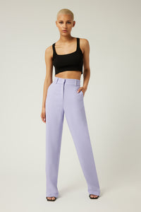 Bella is wearing a size XS Spark Pant in Viscose Crepe in color Violet Tulip by LITA, view 4