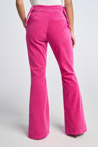Model is wearing a size 0 Flared Leg Pant in Corduroy in color Pink by LITA, view 10