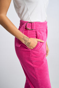 Model is wearing a size 0 Flared Leg Pant in Corduroy in color Pink by LITA, view 11