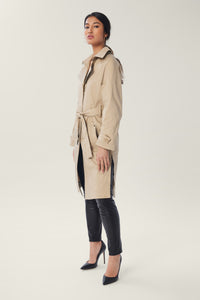 Annaly is wearing a size S Trench in Sustainable Cotton in color Angora by LITA, view 3