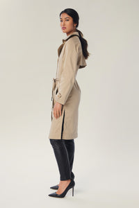 Annaly is wearing a size S Trench in Sustainable Cotton in color Angora by LITA, view 4