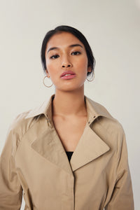 Annaly is wearing a size S Trench in Sustainable Cotton in color Angora by LITA, view 6
