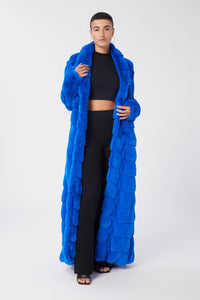 Maya is wearing a size S The Encore Coat in Faux Fur in color Princess Blue by LITA, view 5