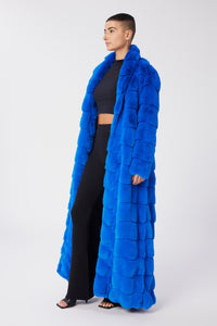 Maya is wearing a size S The Encore Coat in Faux Fur in color Princess Blue by LITA, view 7
