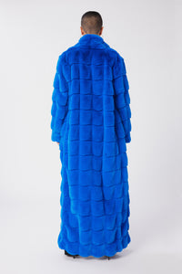 Maya is wearing a size S The Encore Coat in Faux Fur in color Princess Blue by LITA, view 8